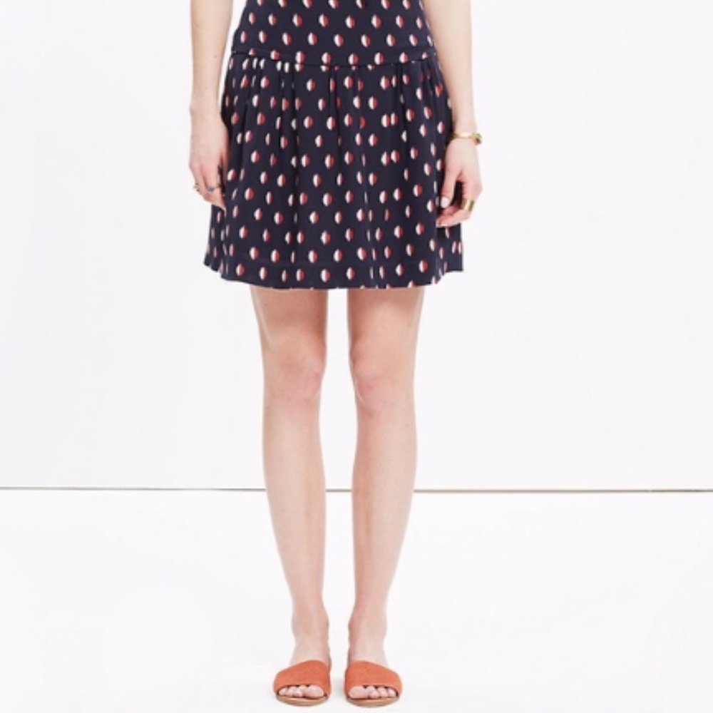 Madewell Silk Skyline Skirt Ikat Polka Dot
